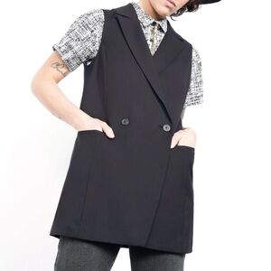 Worn Twice Sz L Black Wildfang Empower Double Breasted Vest